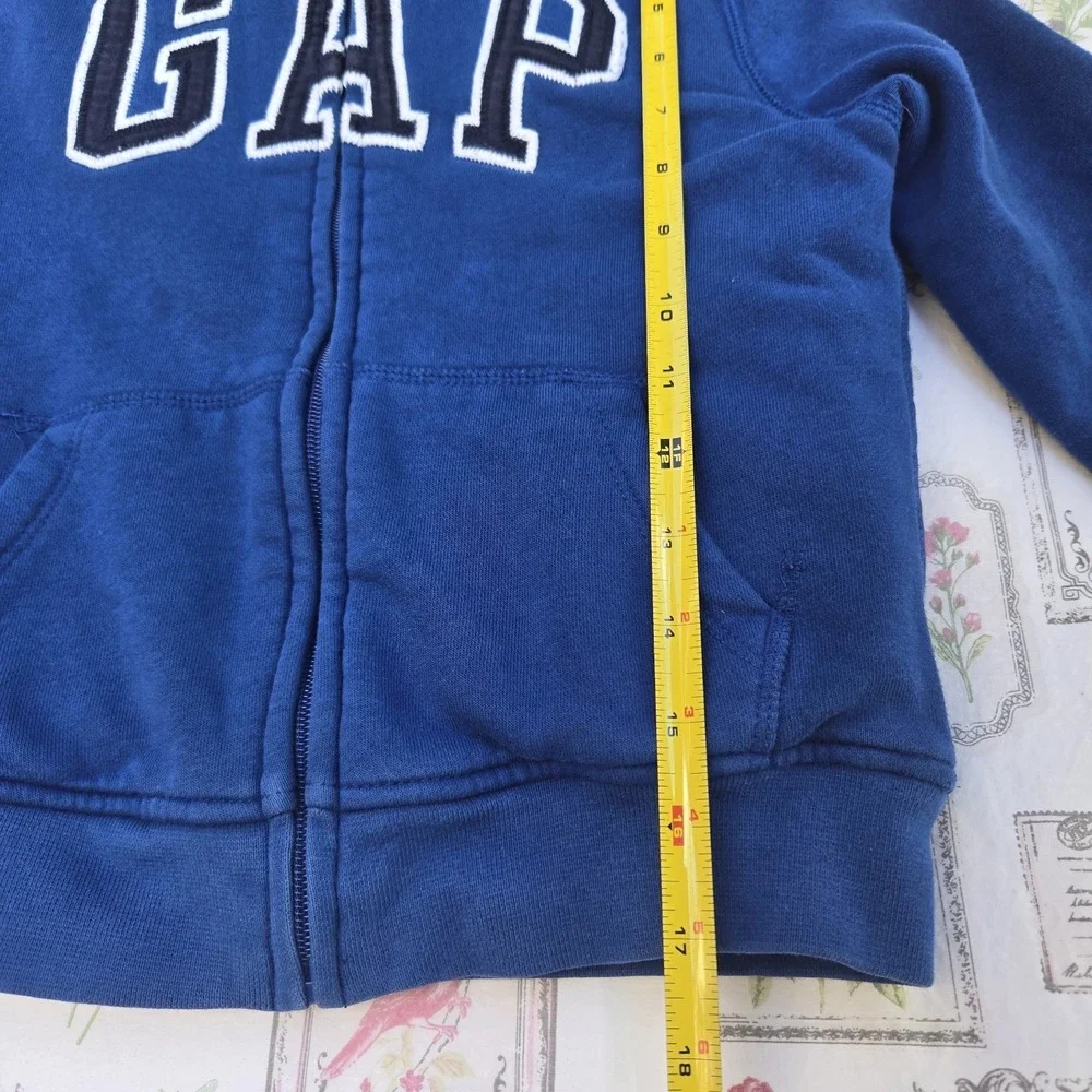 GAP Kids Youth Boys Small 6-7 Blue Full Zip Arch Logo Fleece Hoodie Sweatshirt‎
